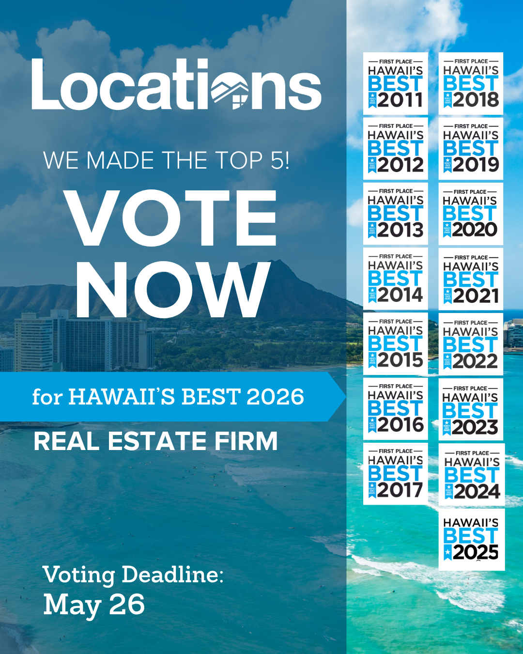 Vote Locations for Hawaii's Best 2026 Real Estate Firm