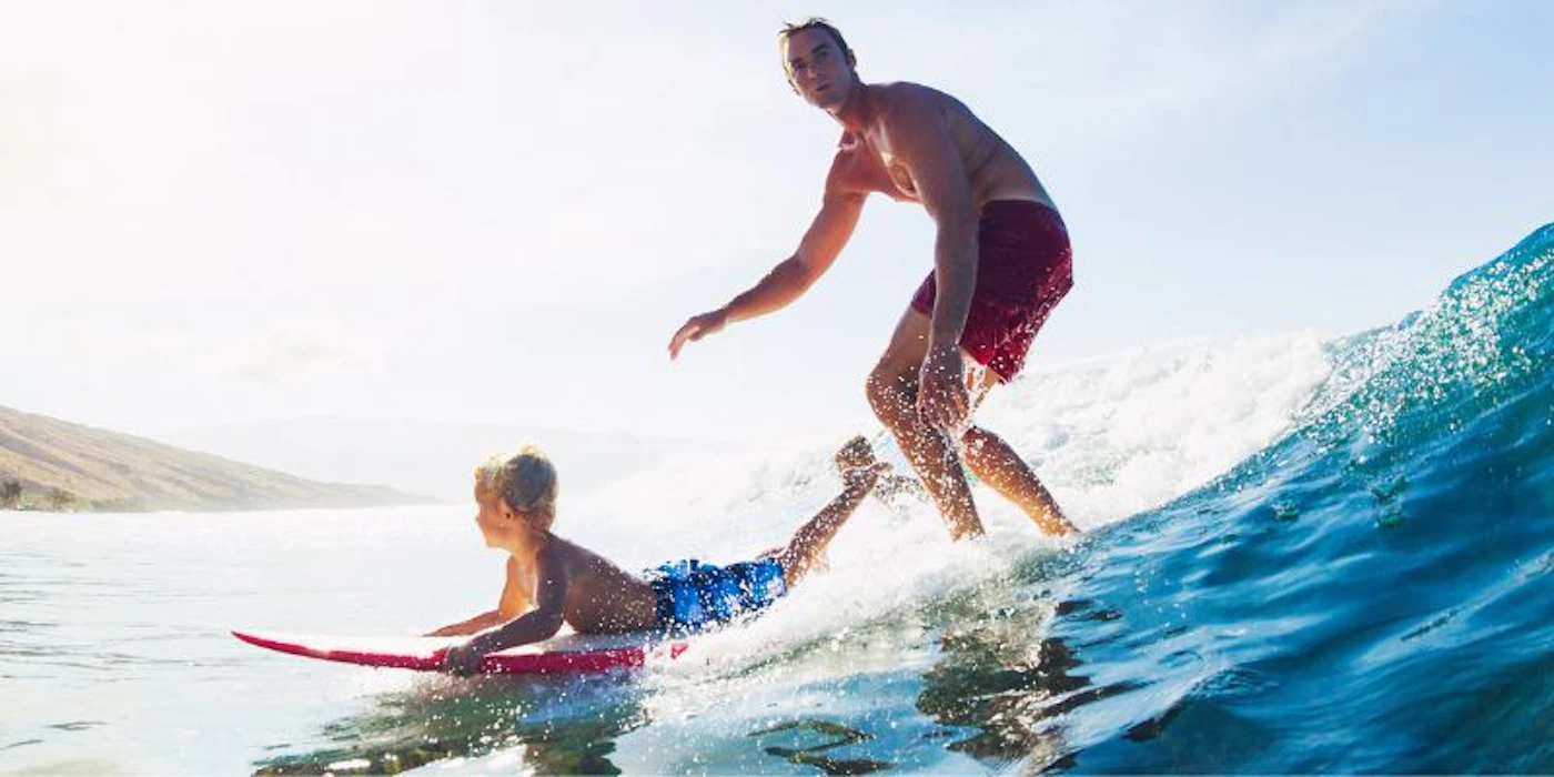 Family celebrating Father's Day in Hawaii