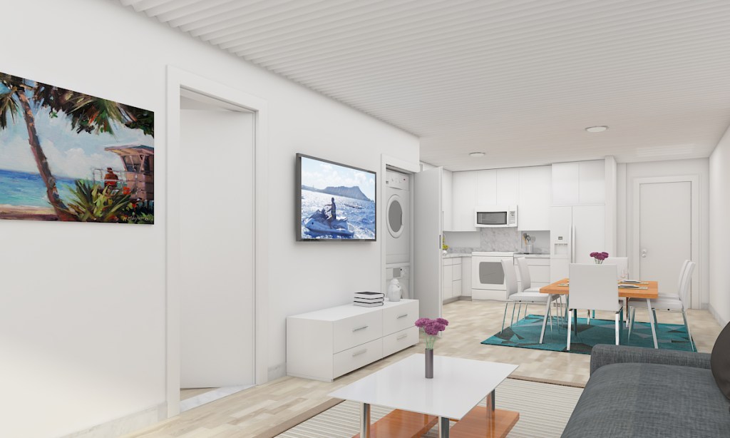 The Block 803 Waimanu - Living Room and Kitchen