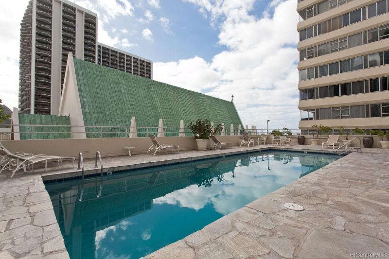 Foster Tower recreation deck and pool area