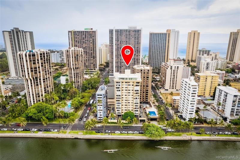 Aerial view of Kealani building in Waikiki