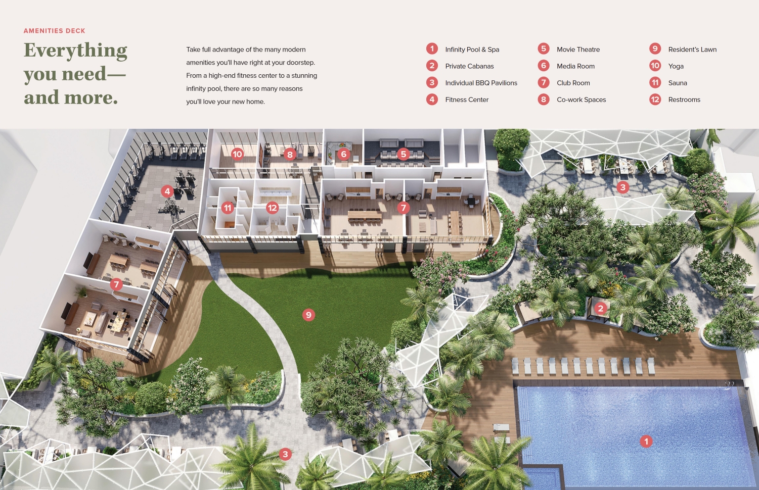 The Park at Keeaumoku - Amenities Deck with Legend