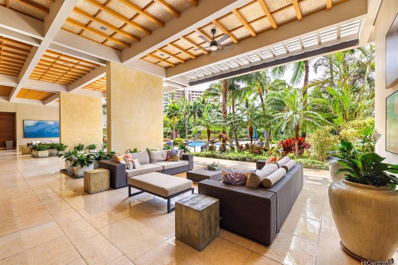 Lobby and pool view at The Watermark