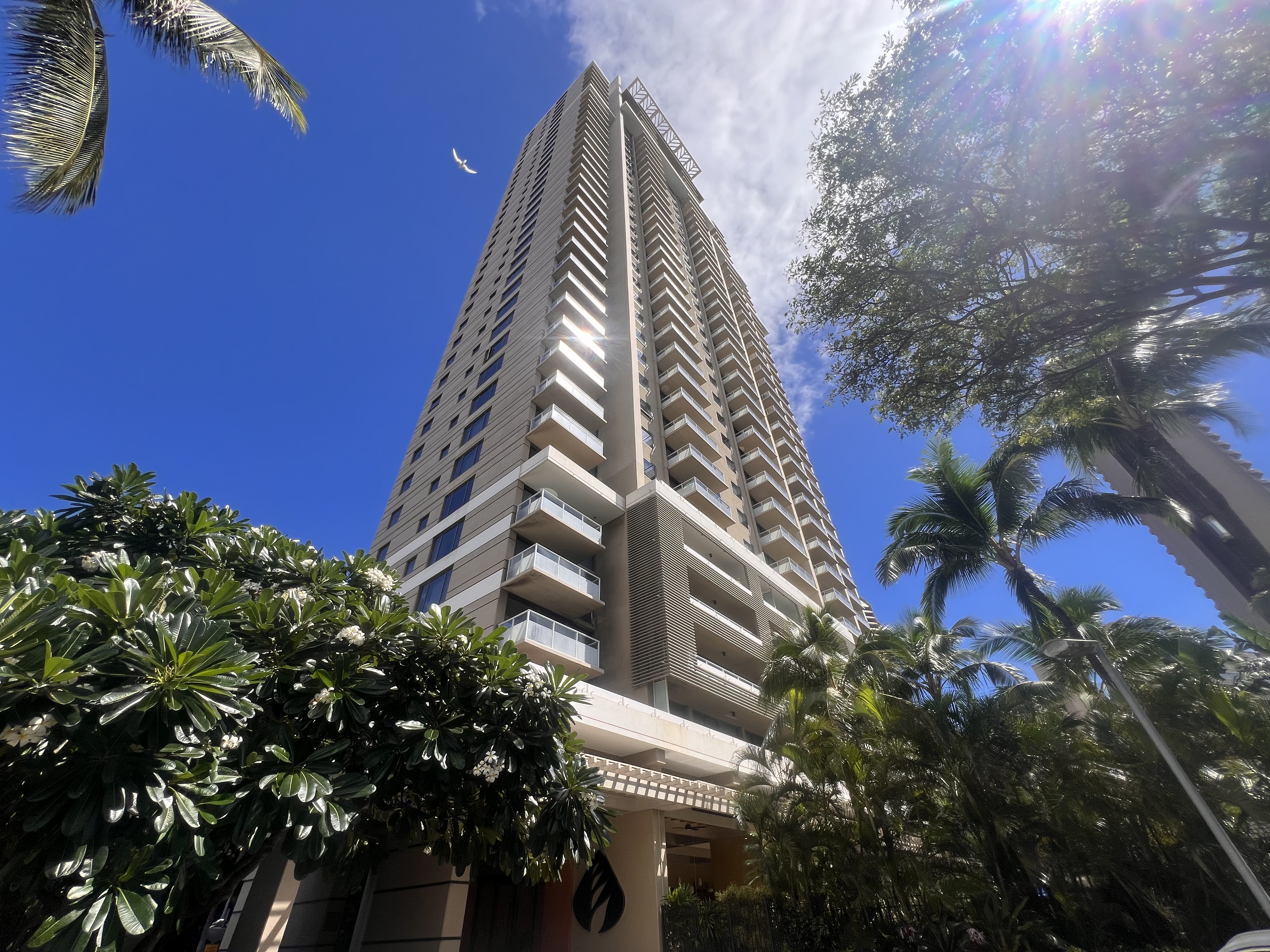 Looking up from the street at The Watermark